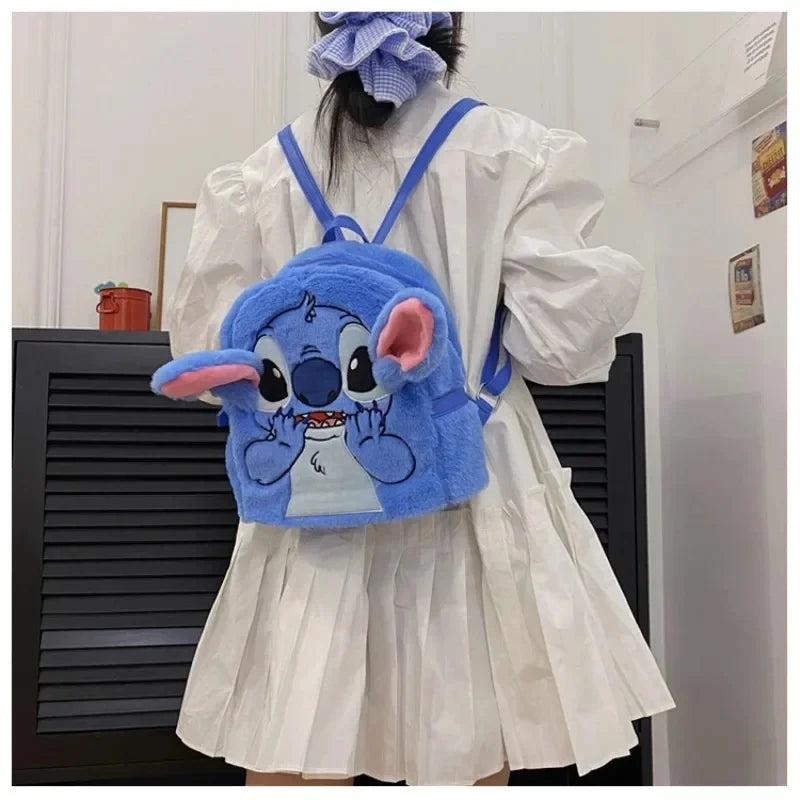 New Disney Plush Backpack Ins Japanese Blue Stitch Funny Cartoon